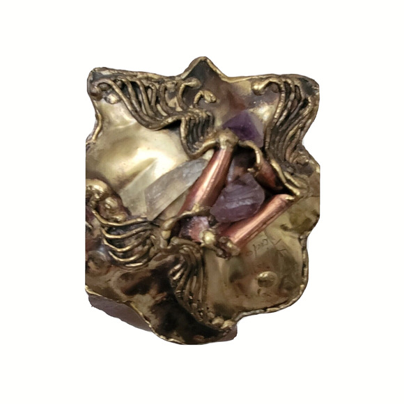 Copa Collection Amethyst Turquoise Brass Crystals Vintage Bag Purse Leather - Picture 5 of 5